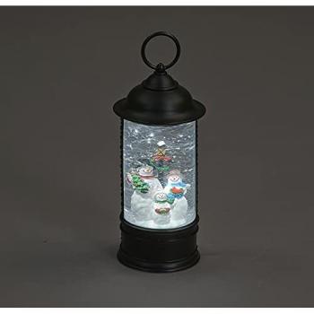 Snowtime Christmas Snowman Family Water Lantern with LED Glitter Effect