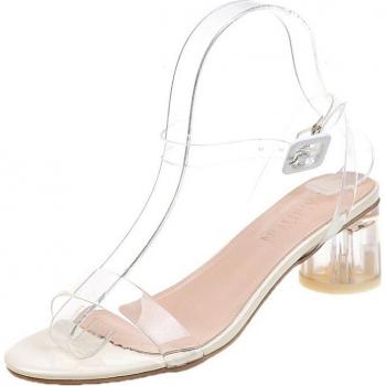 Lucyever Women's Square Heeled Clear Sandals