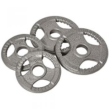Disques d’haltères HOMCOM 25 kg + 5 kg – Compatible barre olympique 5 cm – Acier finition argent