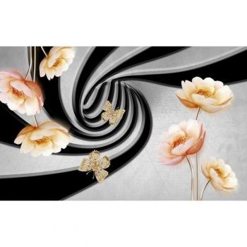 Papermoon Fototapete: Fließende Blumen in 3D