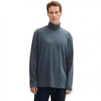 Tom Tailor Regular Fit Langarmshirt Baumwoll-Mix Rollkragen Größe S Rauchblau