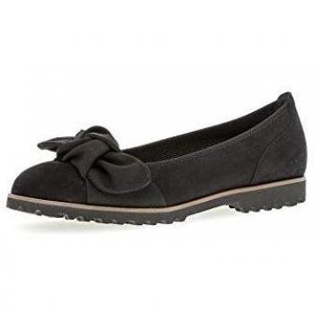 Gabor Ballerinas für Damen, Klassische Flats, eleganter Sommerschuh mit Schleife, schwarz