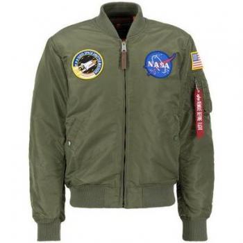 Sage Green MA-1 Bomber Jacket with NASA Patch