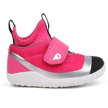 Scarpa Bobux I Walk Hi Dimension Fucsia Argento con Chiusura Regolabile