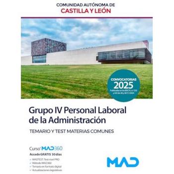 Personal Laboral (Grupo IV). Temario y Test Materias Comunes . Comunidad Autónoma de Castilla y León