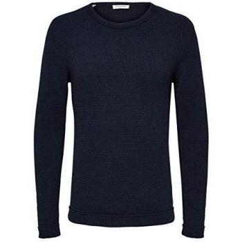 SELECTED HOMME Herren SLHVICTOR Rundhals-Pullover, Blau (Navy Blazer Detail: Twisted W. Black), Small