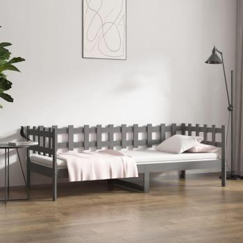 Lit de jour Gris 90x200 cm Bois de pin massif 820758
