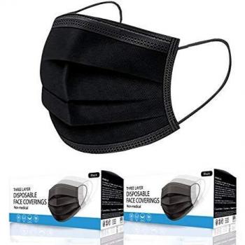SootheFit Black Mask Pack (100 pcs) – 3‑Layer Disposable with High Filtration for Sensitive Skin