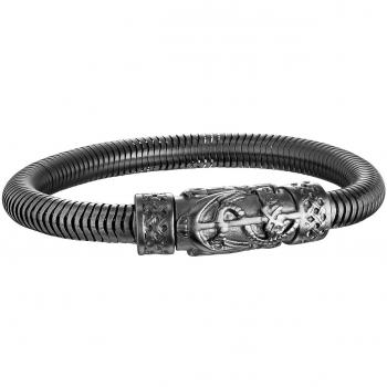 Police Harbor Herren Armband aus Edelstahl Schwarz mit Plakette 23 cm