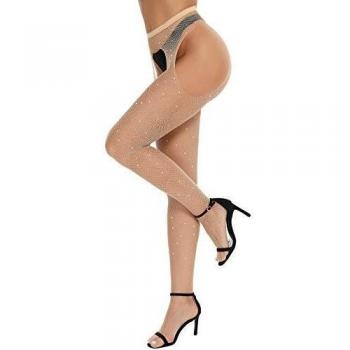 RSLOVE Women’s Rhinestone Fishnet Pantyhose, High Waist