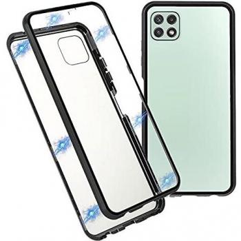 Magnetic Back & Clear View Window + Tempered Glass for Samsung A22 5G