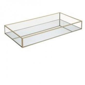 Vassoio decorativo in metallo dorato 40x5 cm