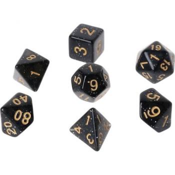 D4-D20 Black Acrylic Polyhedral Dice
