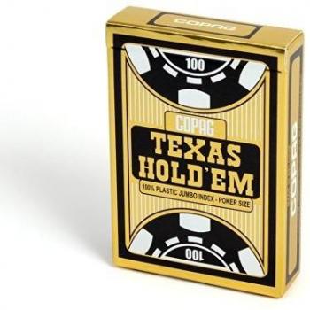 ASS 22540055 – Texas Hold`Em Plastik Poker Jumbo Index schwarz/gold (Gold-Edition)