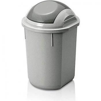 Papelera Redonda 7House Con Tapa Abatible 40L Gris