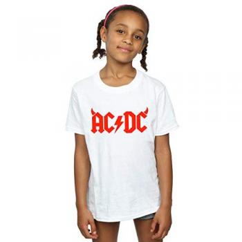 AC/DC Horns Youth Tee – White, Size 7‑8