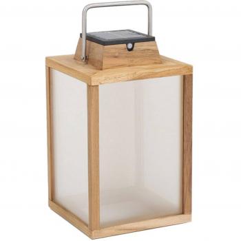 Teak Solar Lantern with LED