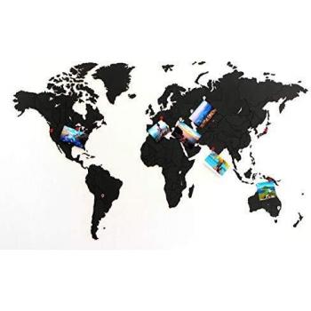 Mappemonde en Bois Décoration Murale 100x60 cm