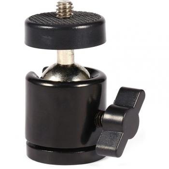 Mini Soporte de Cabeza de Bola 360° para Trípode y Flash 1/4 y 3/8
