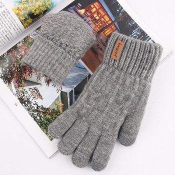 Unisex Thick Knit Wool Gloves