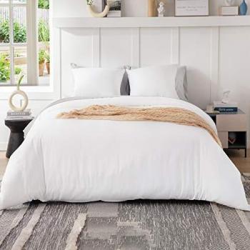 Couette Housse Bedsure 200x200 Blanc – Parure en Microfibre Brossée