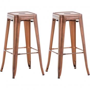 Set de 2 Taburetes de Bar Industriales con Acabado Vintage