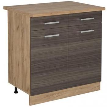 R-Line mobiletto base cucina grigio nobile 80 cm con rivestimento Rovere