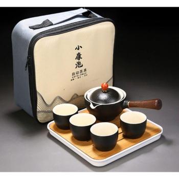 Outdoor Ceramic Teapot & Cup Set with Wooden Handle
