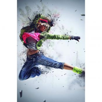 Renate Bleicher: Dancing Queen – 30 × 45 cm Textil‑Leinwand im Street‑Dance‑Stil