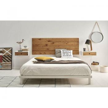 Cama Express: Cabecero Natural y Mesitas Flotantes Blancas