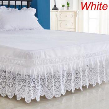 Solid Color 15-Inch Bed Skirt with Elastic Lace