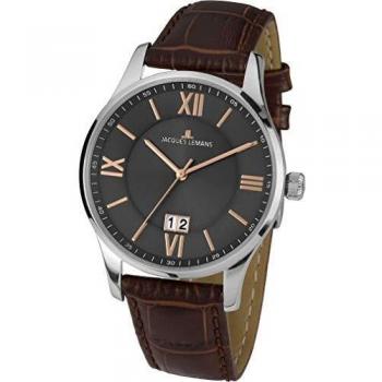London‑Serie Herrenzeitmesser JACQUES LEMANS 1‑1845N mit Lederarmband