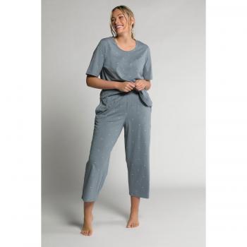 Plus Size Eco-Friendly Culotte Pajama Pants, Dot Print, Grey, Size 24/26