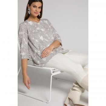 Plus Size Animal Print Flared Hem Tee, Brown, Cotton, Size 32/34