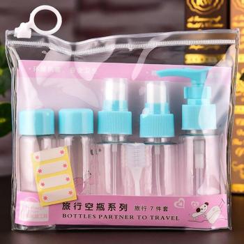 Pack 7 Botellas de Plástico Transparente – Maquillaje y Crema Facial