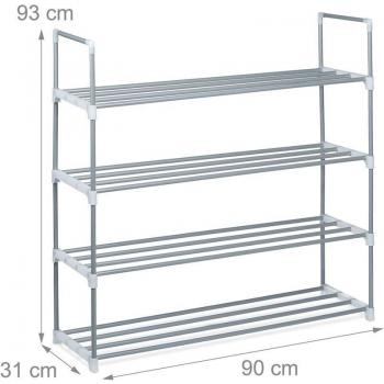 Organisateur de chaussures en métal 4 niveaux pour 16 paires gris