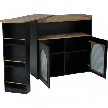 Urban Bar Table Negra Expandible con Racks y LEDs Integrados