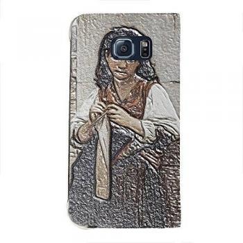 Shadow Lace: Carcasa elegante en piel negra con relieve para Samsung Galaxy S6 Edge