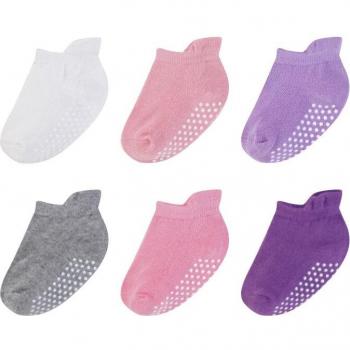 Calcetines tobilleros de algodón natural antideslizantes para niños, 6 pares/set