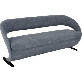 Blaues Sitzbänkchen K+W Wave – 204 × 83 × 68 cm, schwarze Metallstruktur