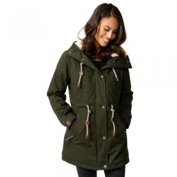 Navahoo Ireliaa Dames Parka in Olijf: Windbescherming, Luxe Teddyvoering & Verstelbare Capuchon