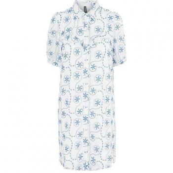 Vestido Camisero Mujer Estampado Blanco y Azul PEÇAS S