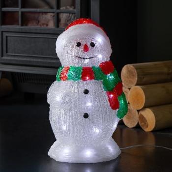 SAMUEL ALEXANDER 30 cm LED‑Lit Acrylic Snowman with Red & Green Scarf