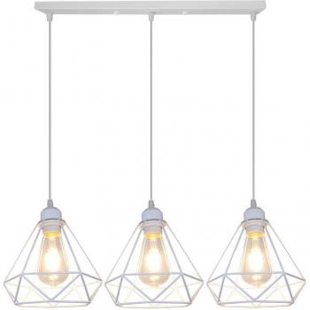 Suspension Intérieure 3 Lampes E27 Blanc Vintage