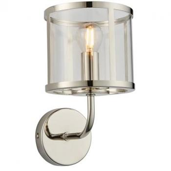 Endon Hopton Glass Shade Wall Lamp Bright Nickel