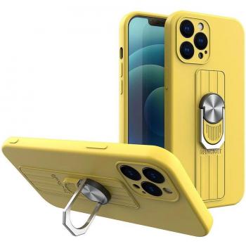 Giallo Ring Case in Silicone con Grip e Supporto per iPhone 11 Pro