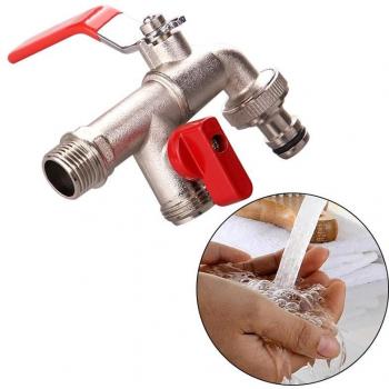 Robinet en laiton à double valve 90°, durable et réglable à la main – Parfait pour l’extérieur et la maison