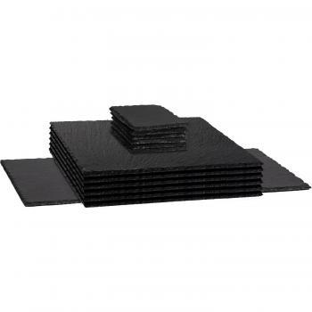 Argon Tableware 13pc Square Slate Placemats, Coasters, and Platter Set