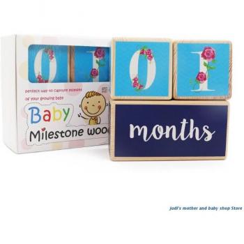 3-Piece Wooden Milestone Blocks for Babies