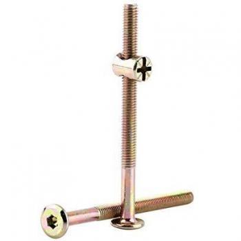 M6 Furniture Bolts 90mm Galvanized Carbon Steel Furniture Bolts with Barrel Nuts Dowel Nuts Connector Fastener Pack of 10 Set